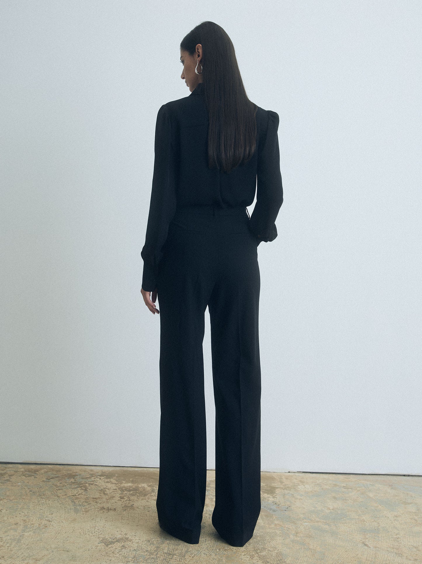 Pantalon Droit en Mélange de Laine