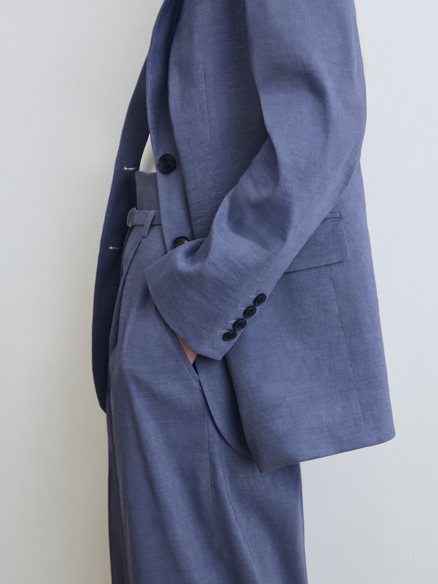 Stretch Linen Belted Pant