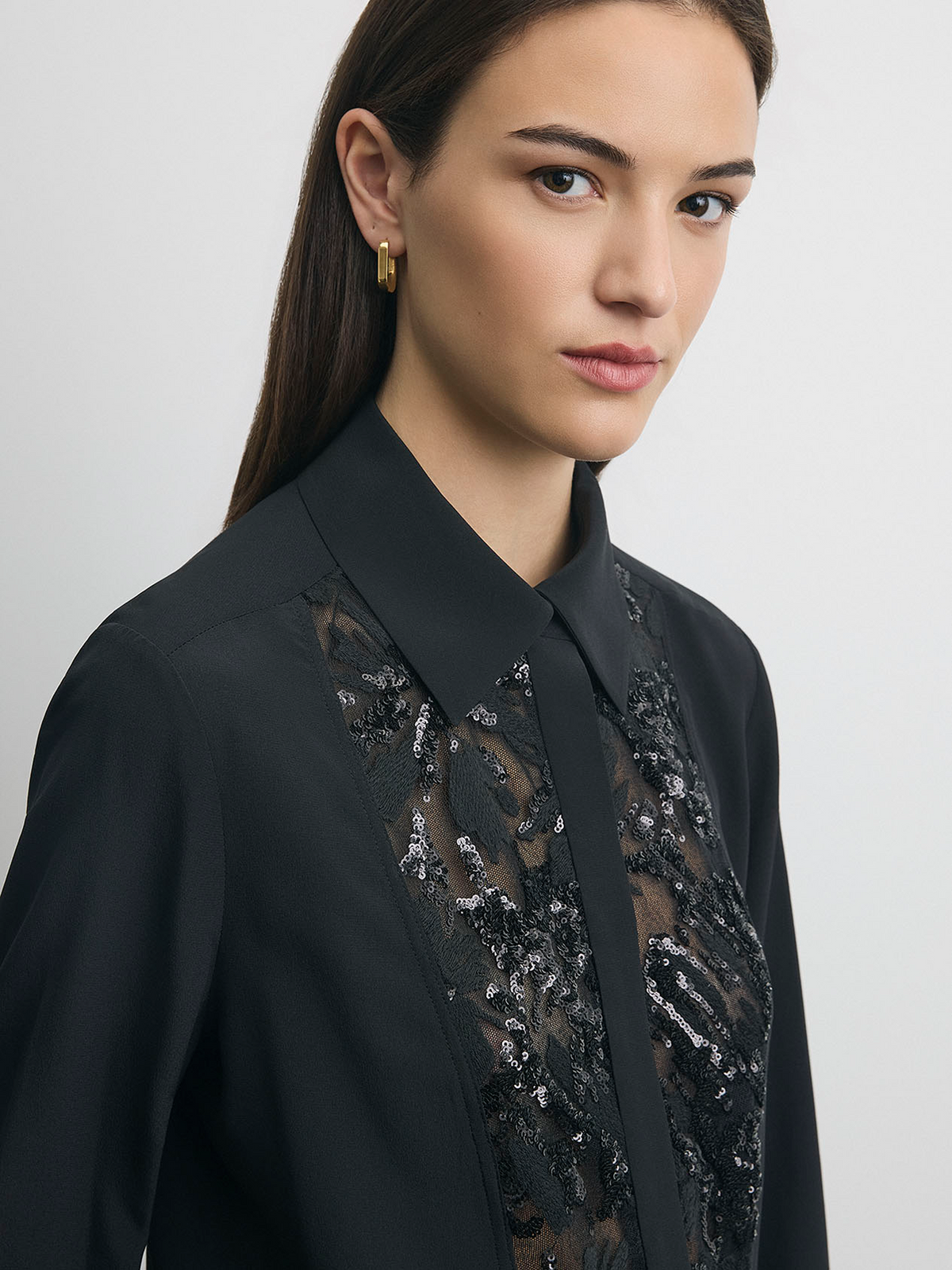Lace combo Silk Blouse