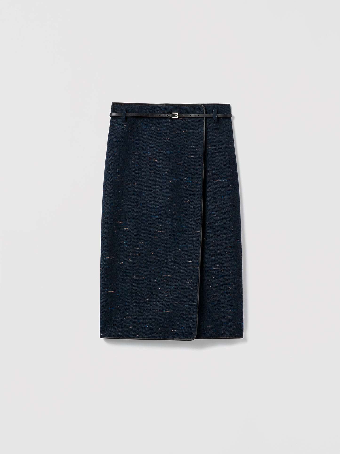 Leather Trim Wrap Skirt