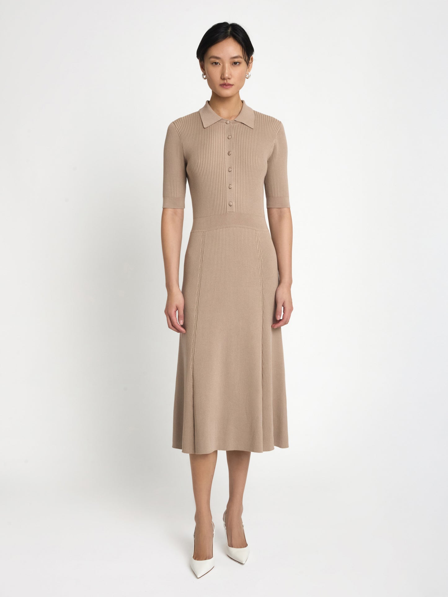 Robe polo côtelée à manches courtes