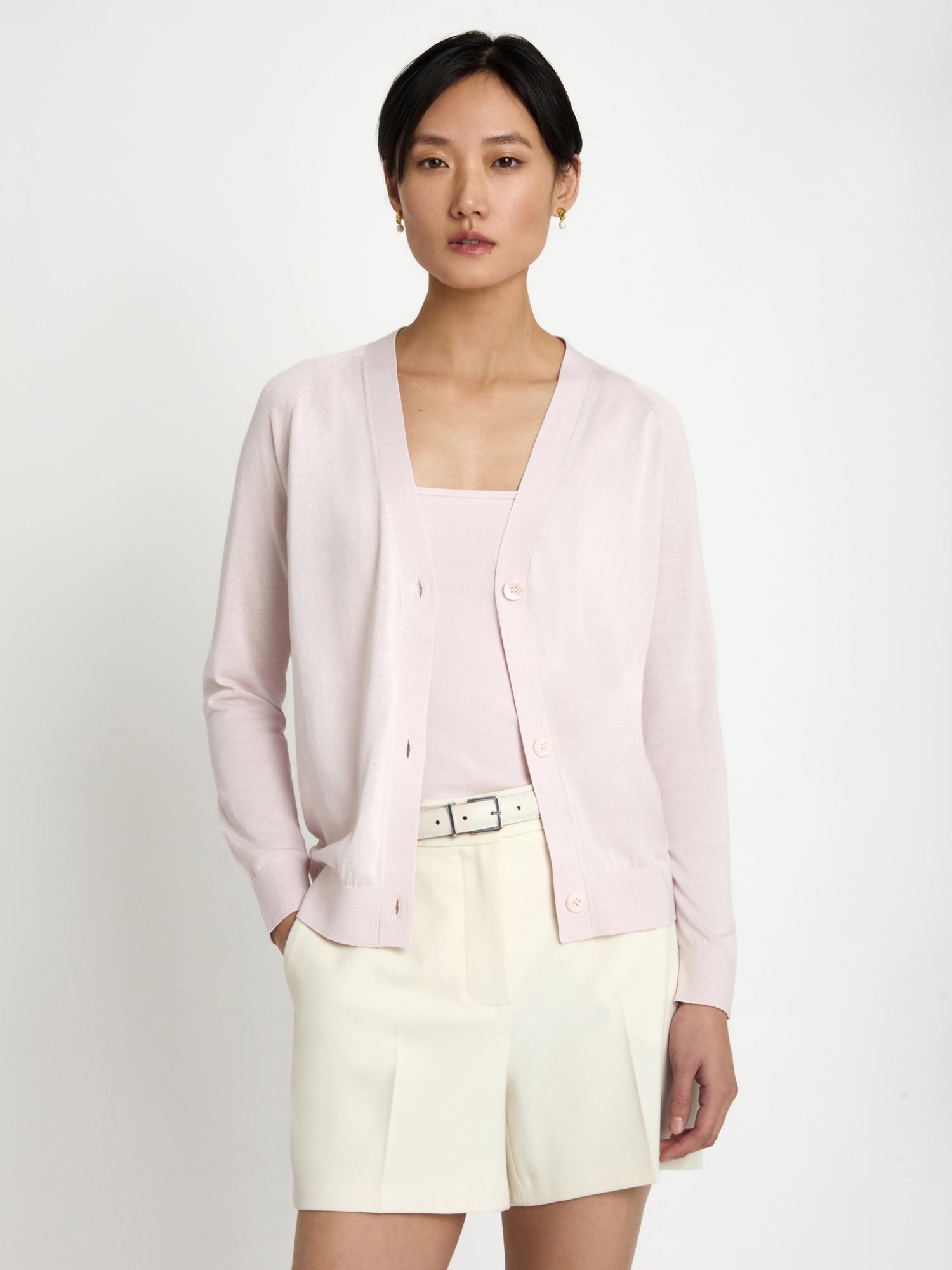 Pink Silk And Cotton Cardigan Fine Cotton Silk Cardigan – Judith