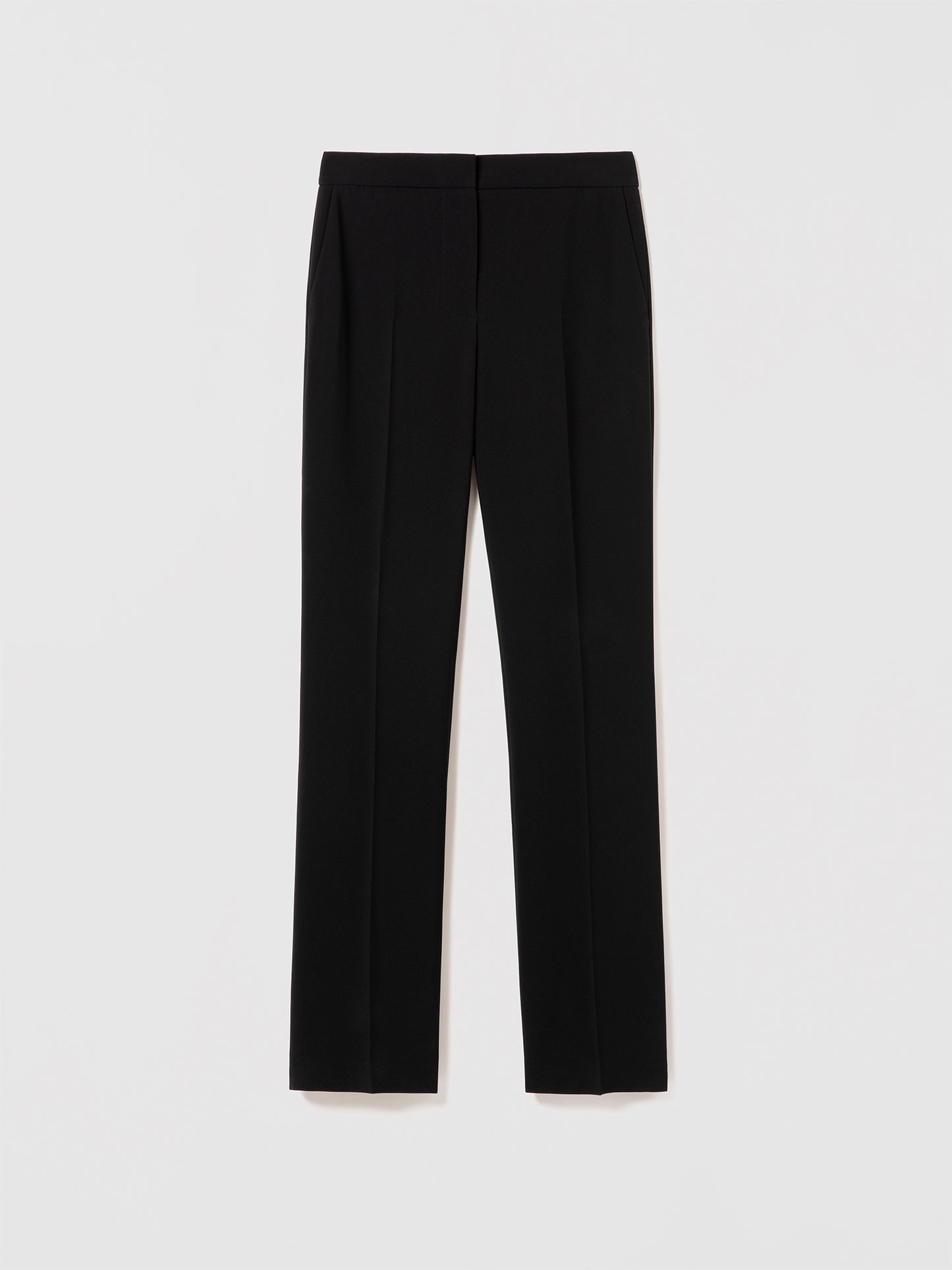 Black pants on a light gray background