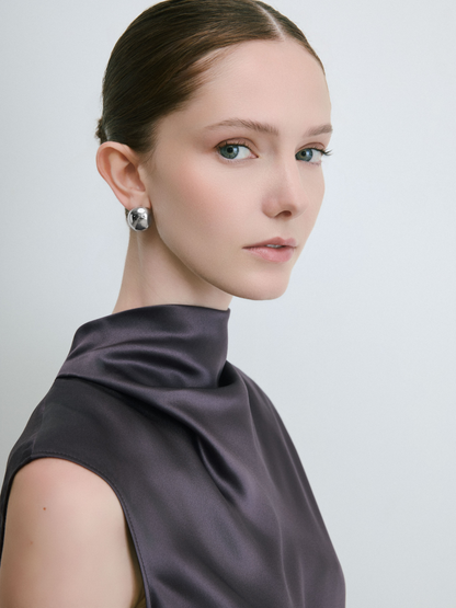 Satin Funnel Neck Blouse