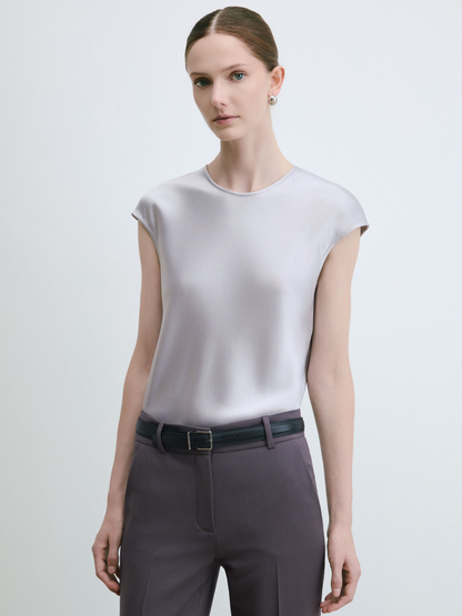 Satin Cap Sleeve Blouse