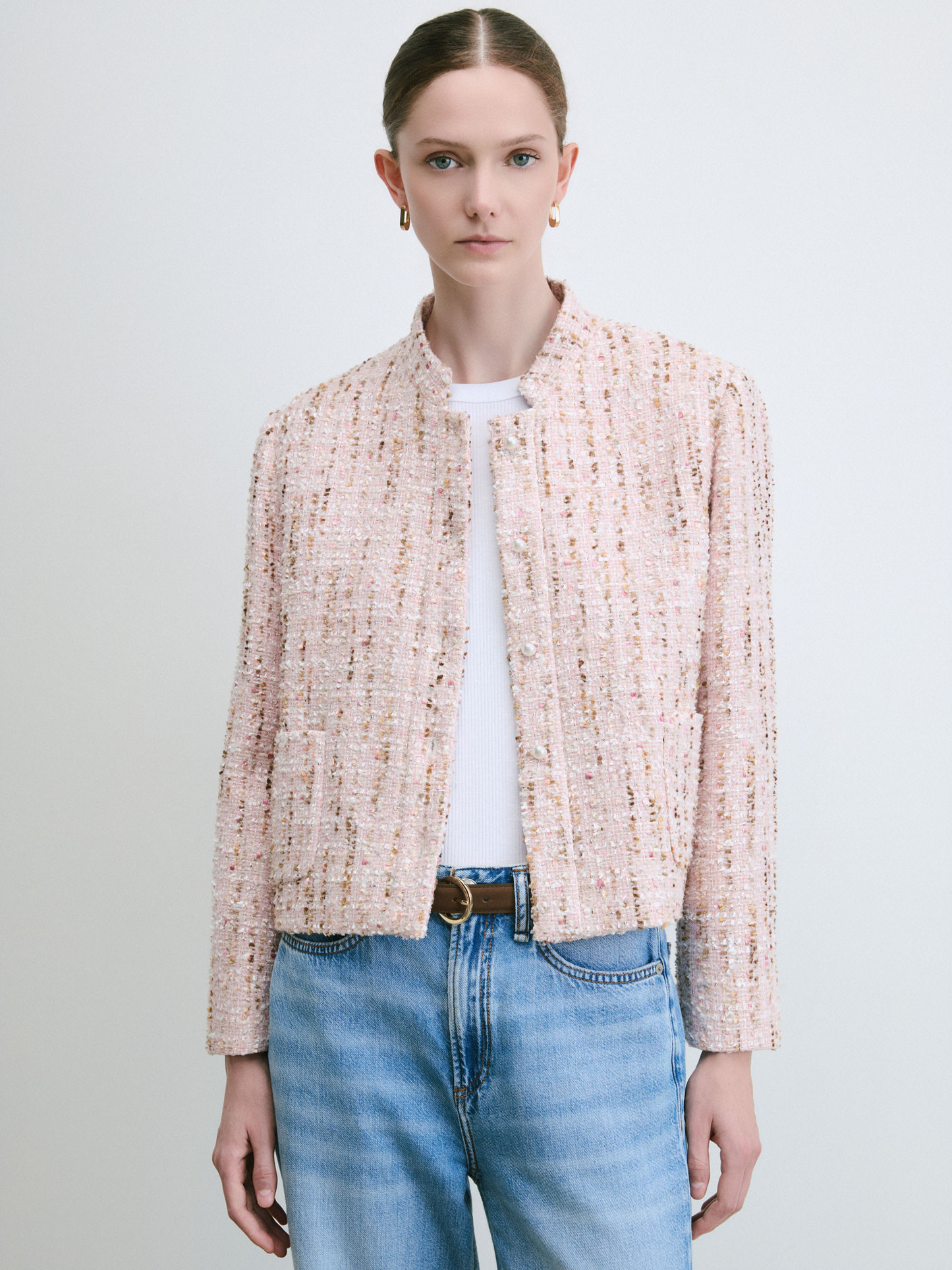 Crop Metallic Tweed Jacket