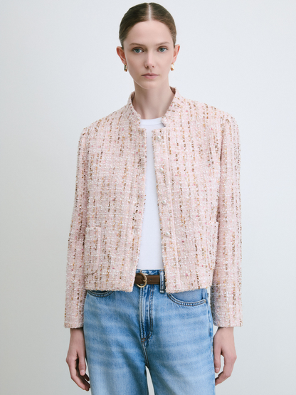 Crop Metallic Tweed Jacket