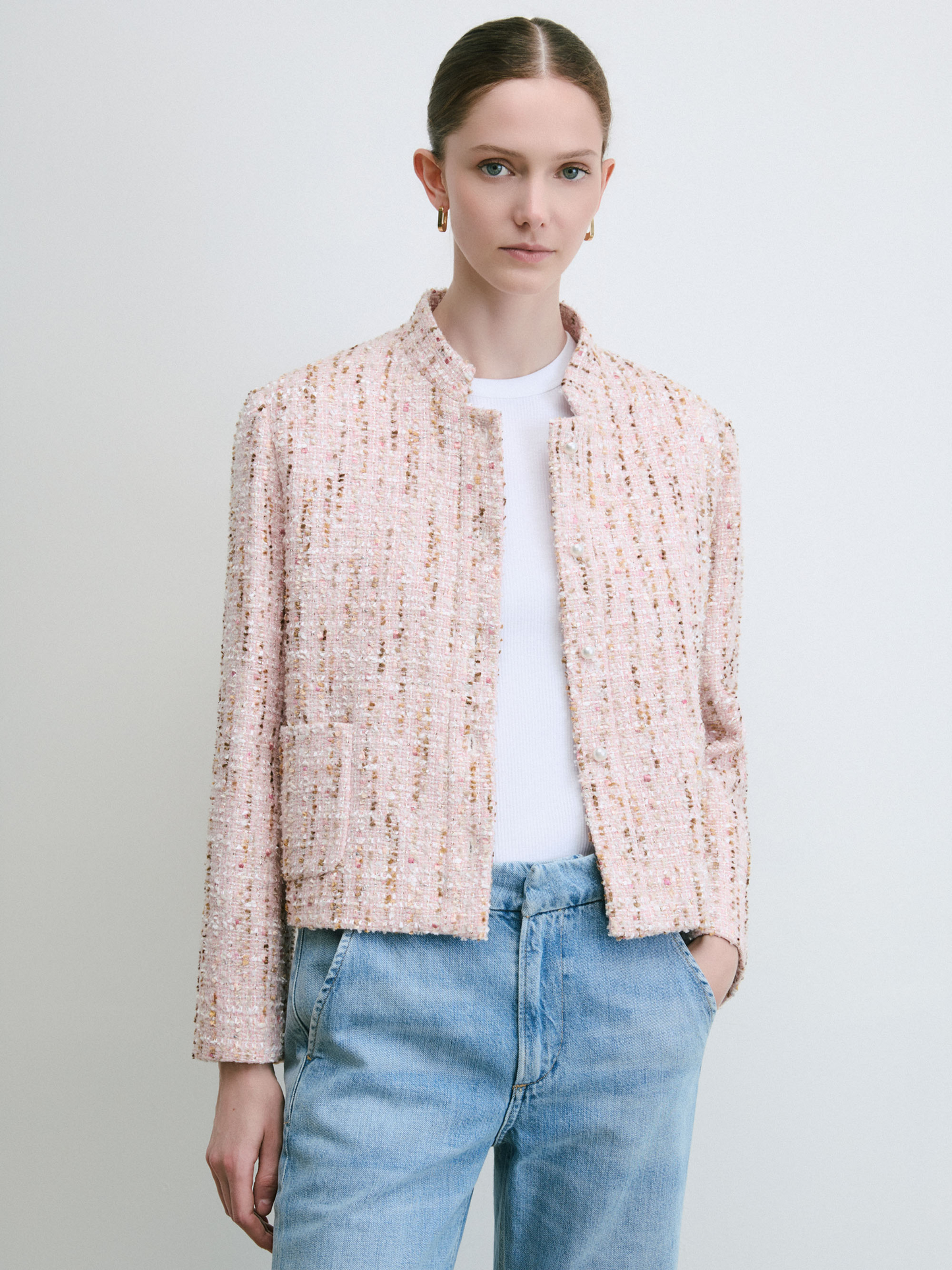 Crop Metallic Tweed Jacket