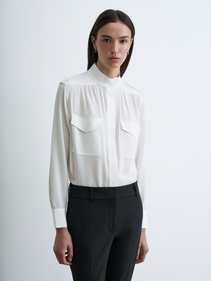Silk Stand Collar Blouse