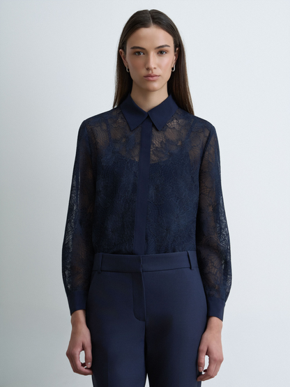 Blouse En Dentelle Florale Ton Sur Ton