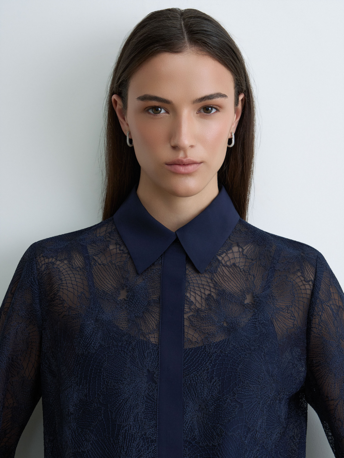 Blouse En Dentelle Florale Ton Sur Ton