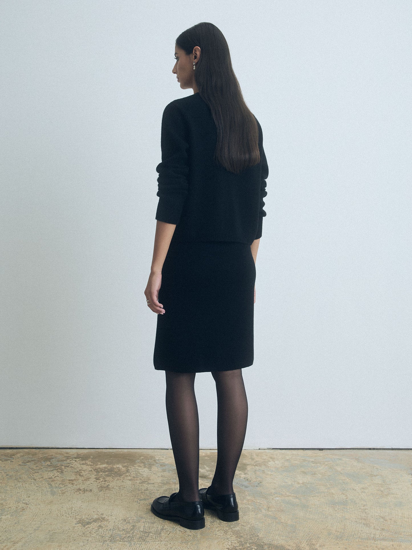 Ribbed Pull-On Knit Skirt