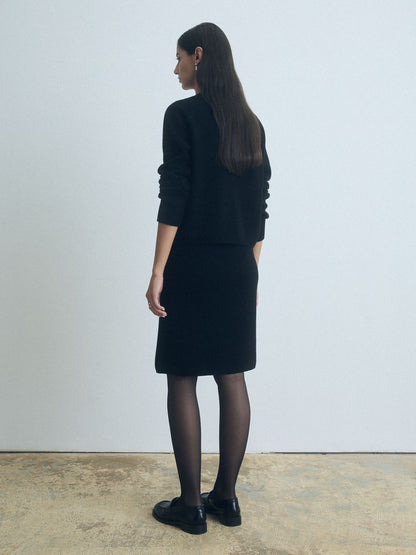 Ribbed Pull-On Knit Skirt