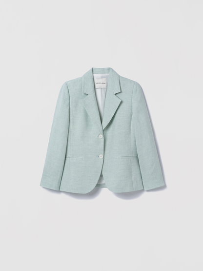 Light green blazer on a light gray background