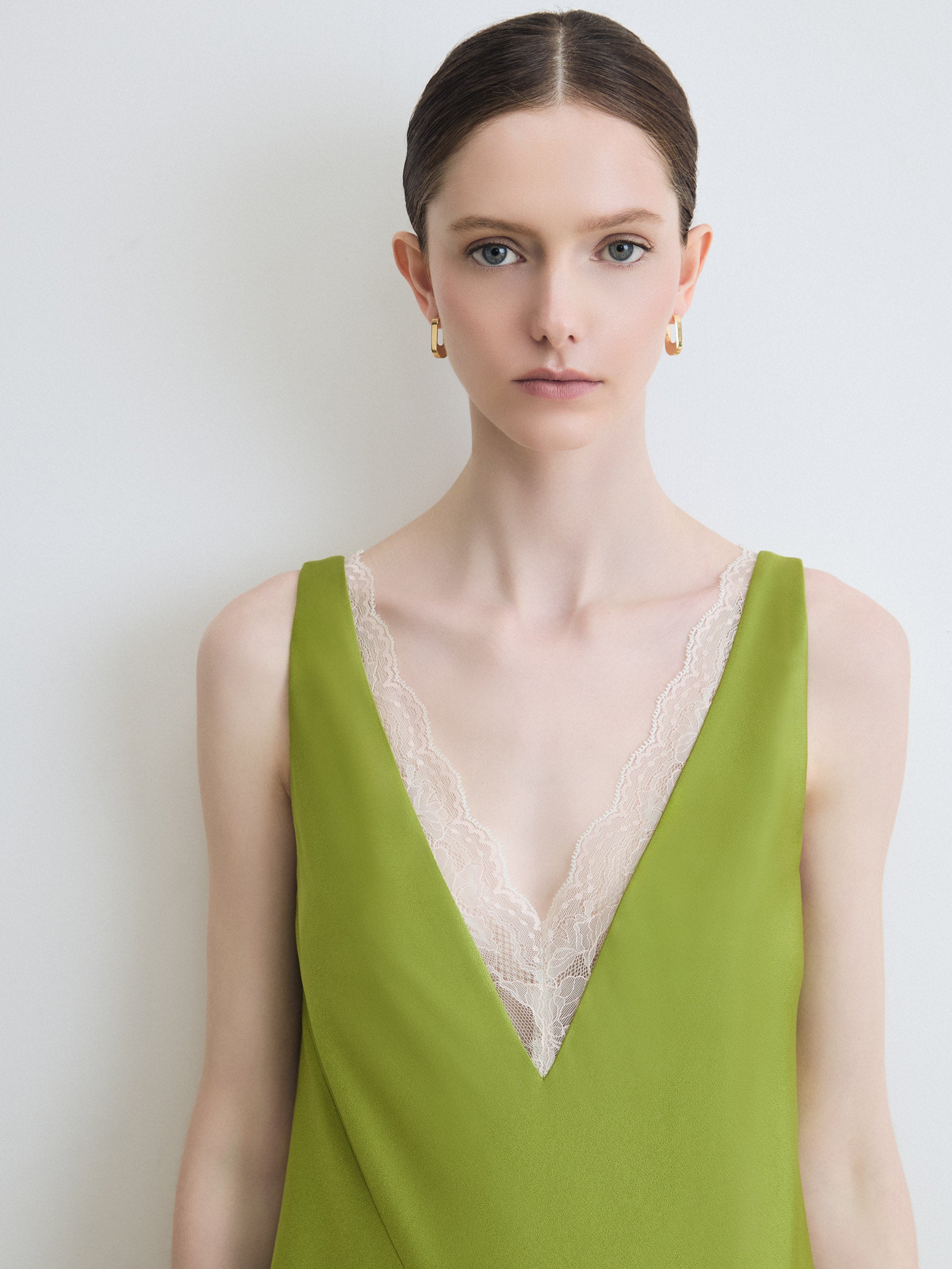LaceTrim Slip Dress Moss Green / 2 LaceTrim Slip Dress Moss Green / 2