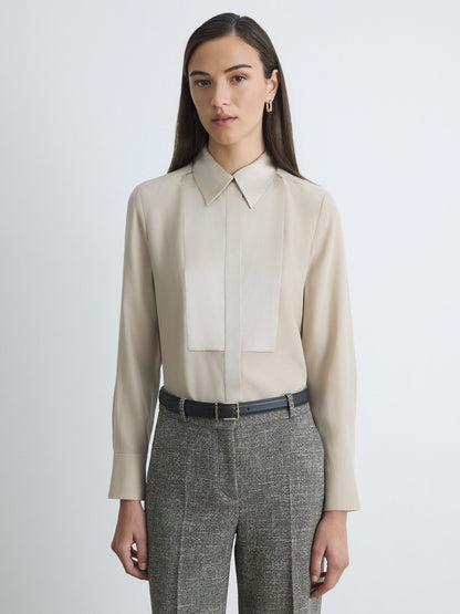 Blouse À Plastron En Satin