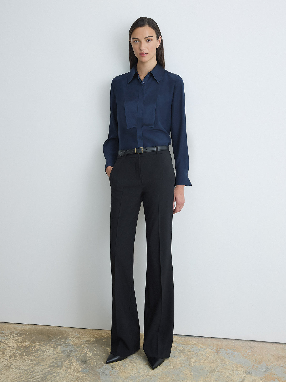 Blouse À Plastron En Satin