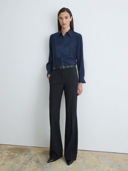 Blouse À Plastron En Satin