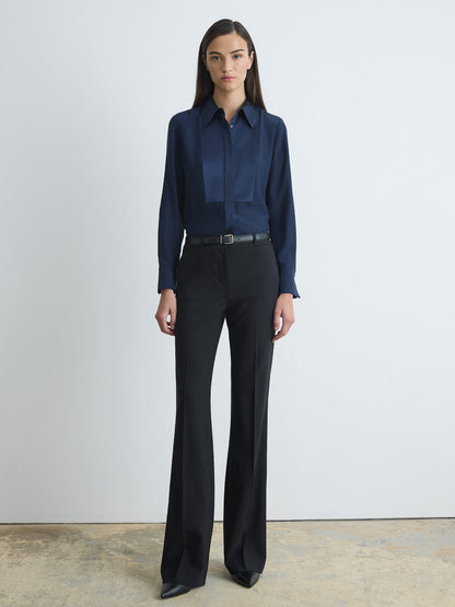 Blouse À Plastron En Satin