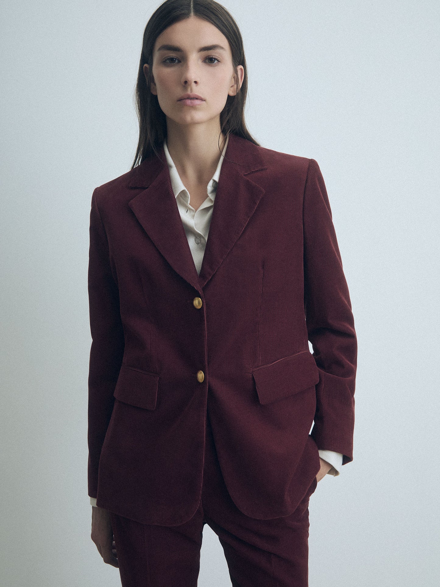 Veste Courte en Velours Côtelé à Coupe Ample