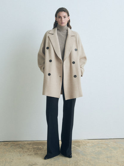 Double-Breasted Boiled Wool Coat