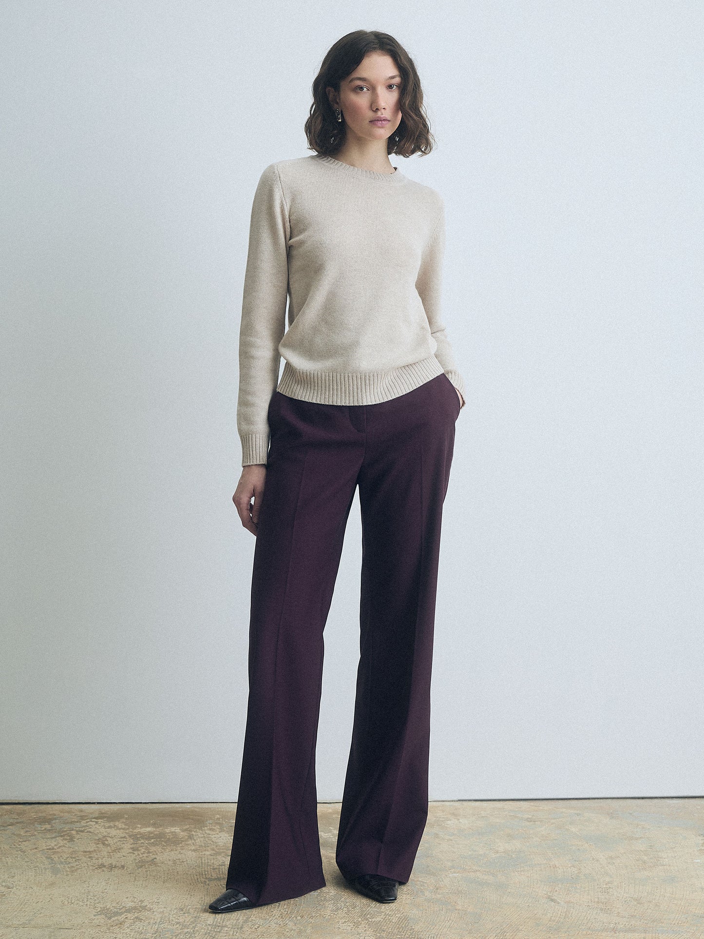 Wool-Blend Straight-Leg Pants