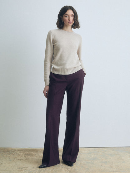Wool-Blend Straight-Leg Pants
