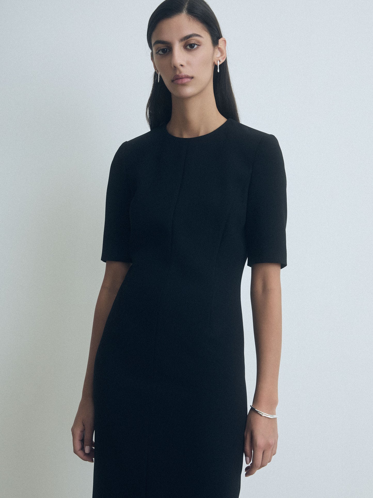 Robe à Manches Mi-longues, Coupe Ajustée
