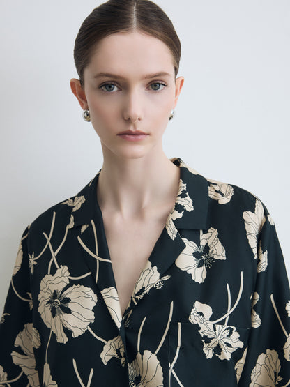 Short Sleeve Shirt in Liberty Print Silk Twill