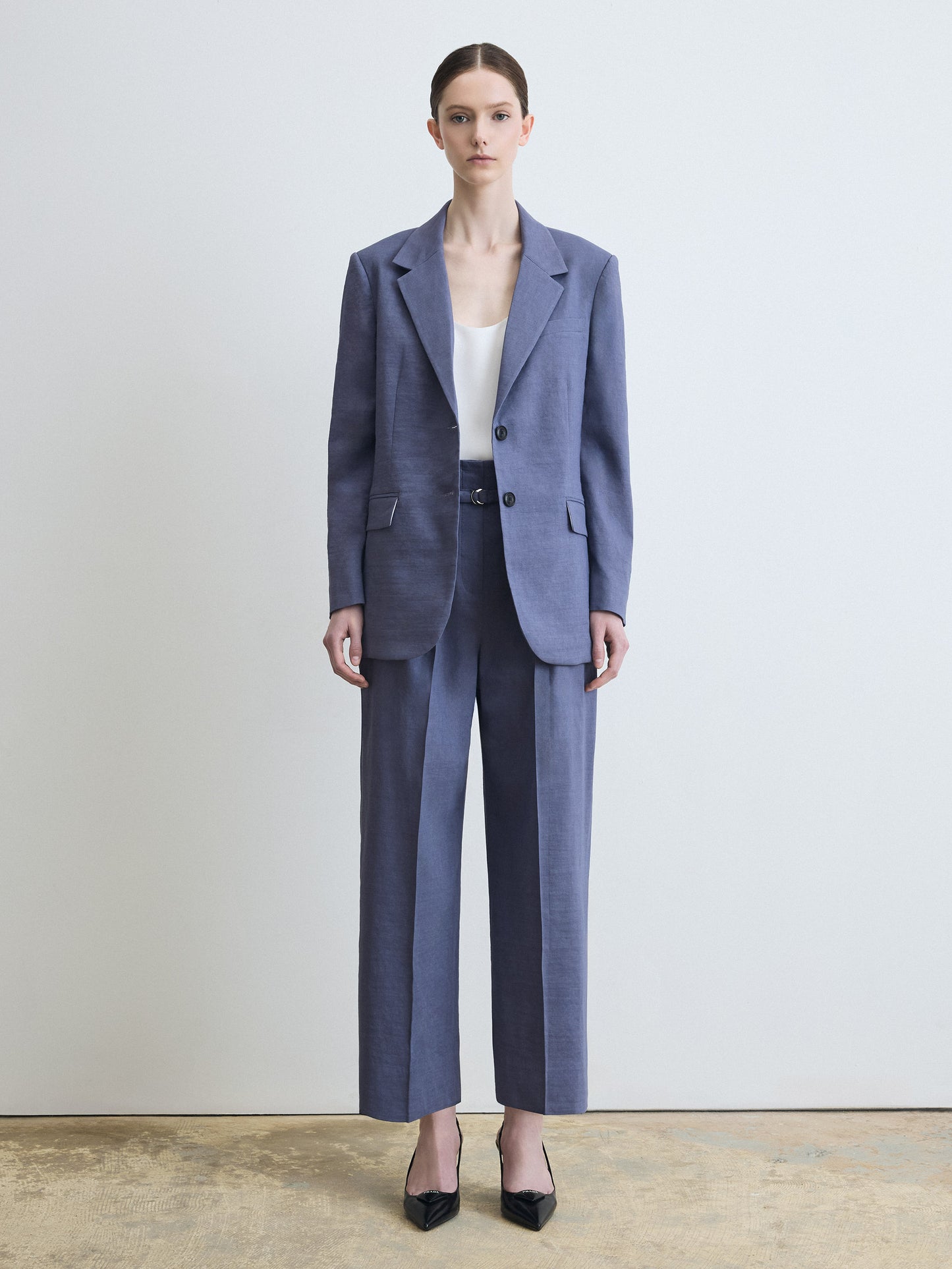 Stretch Linen Belted Pant