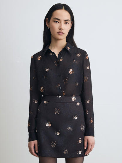 Blouse à Manches Longues à Imprimé Floral