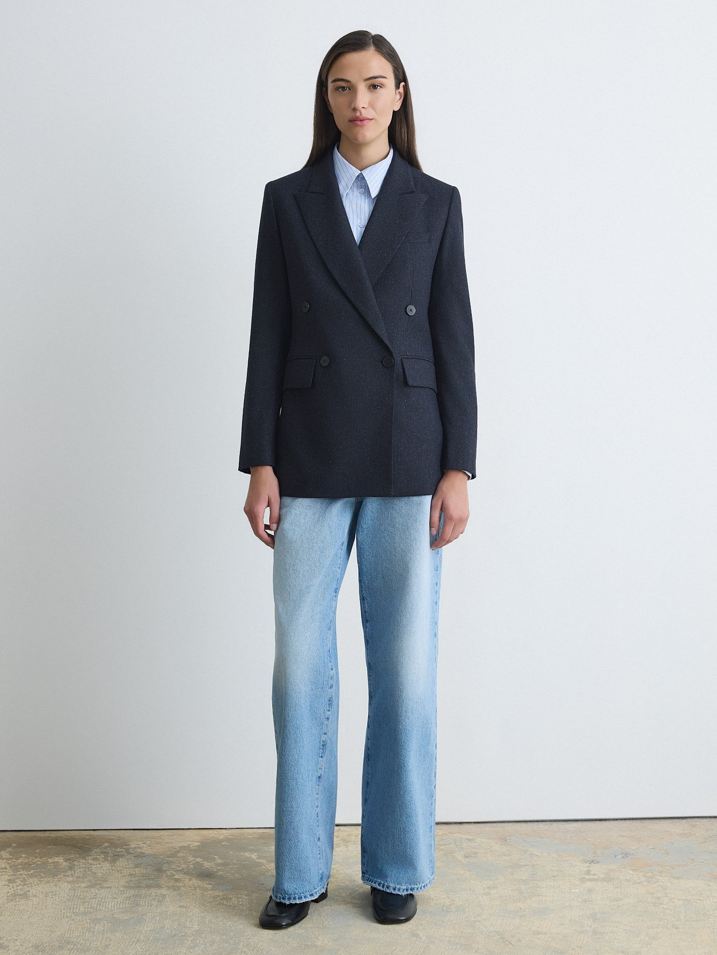 Veste En Laine Mouchetée À Double Boutonnage