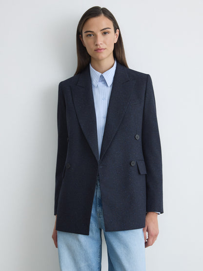 Veste En Laine Mouchetée À Double Boutonnage