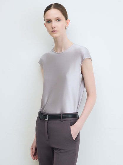 Satin Cap Sleeve Blouse