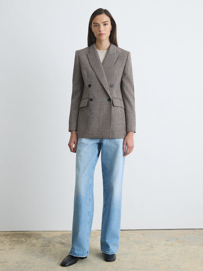 Plaid Wool Double-Breasted Jacket