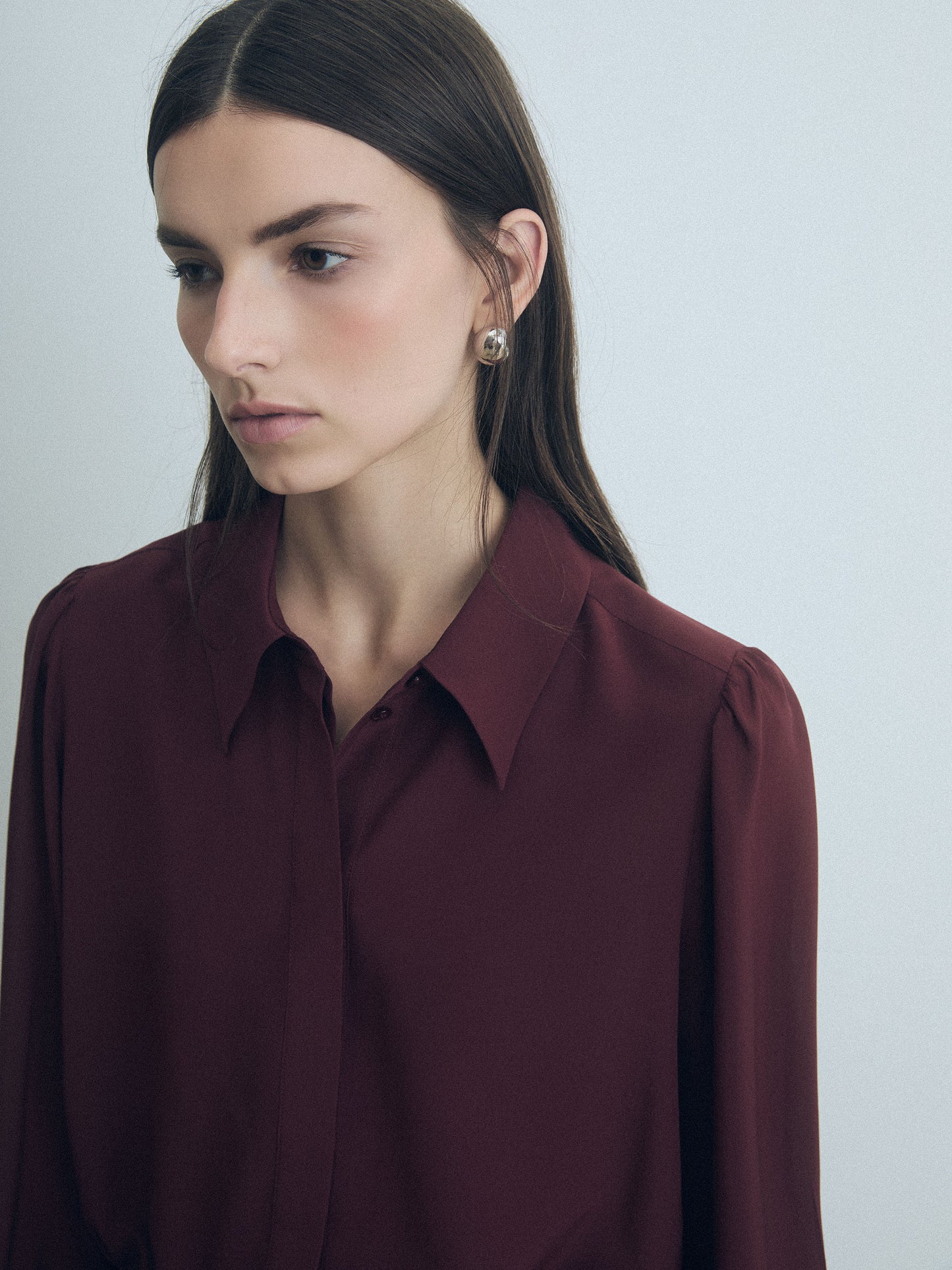 Silk Blouse With Classic Shirt Collar