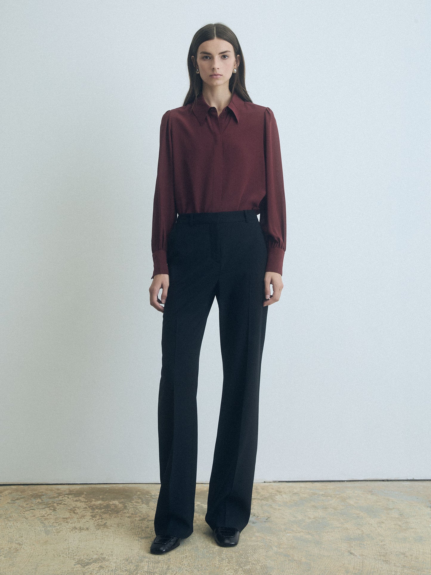 Silk Blouse With Classic Shirt Collar