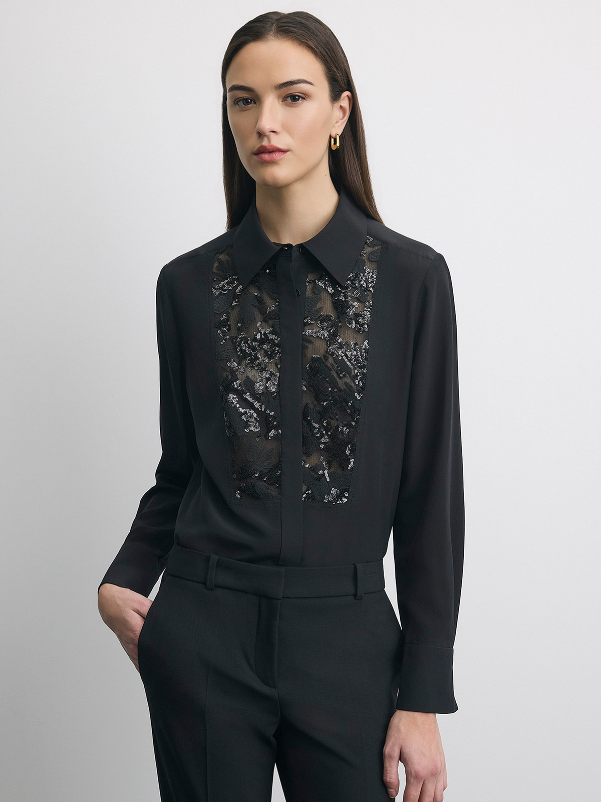 Lace combo Silk Blouse
