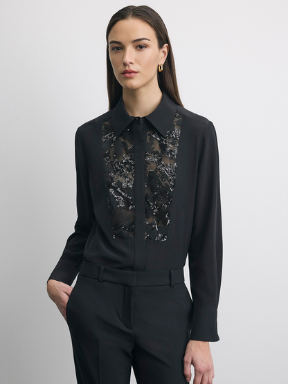 Lace combo Silk Blouse