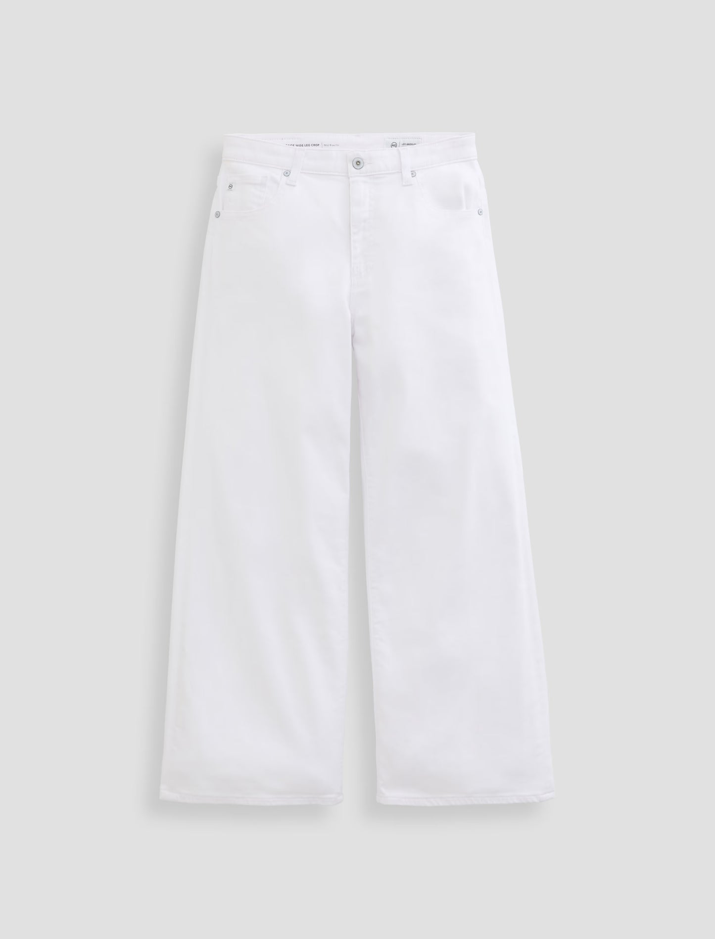 White denim skirt on a light gray background