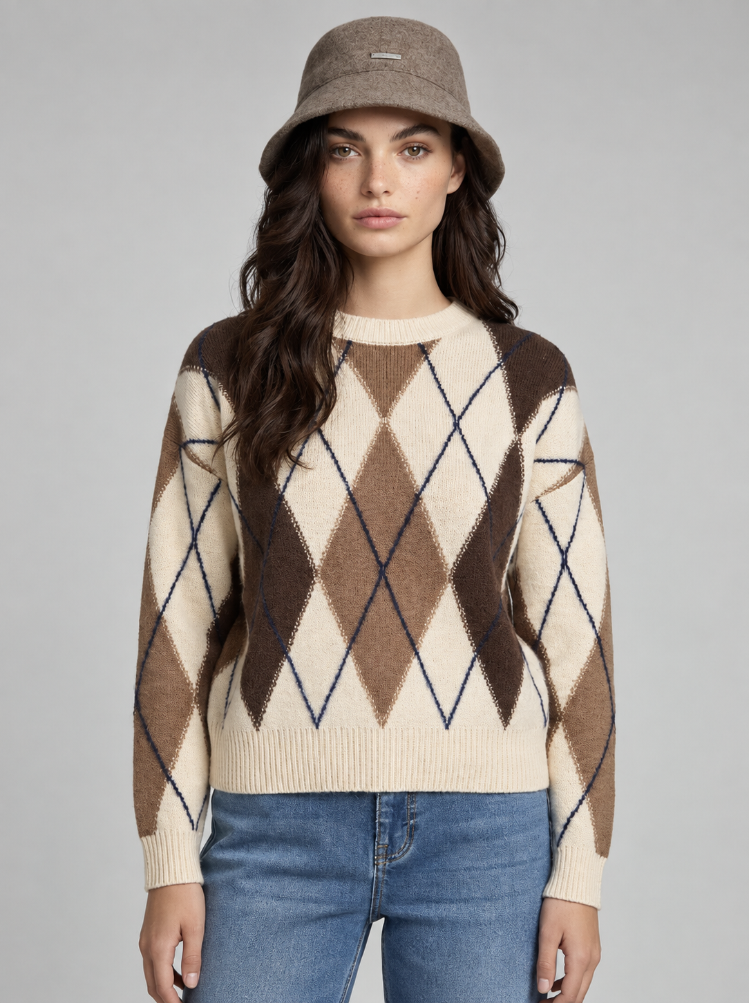 Wool Cashmere Novelty Crewneck Print