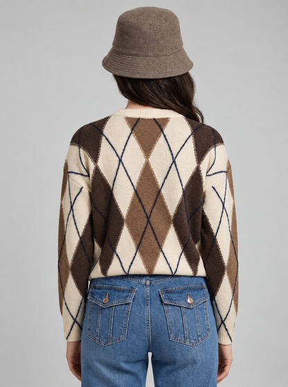 Wool Cashmere Novelty Crewneck Print
