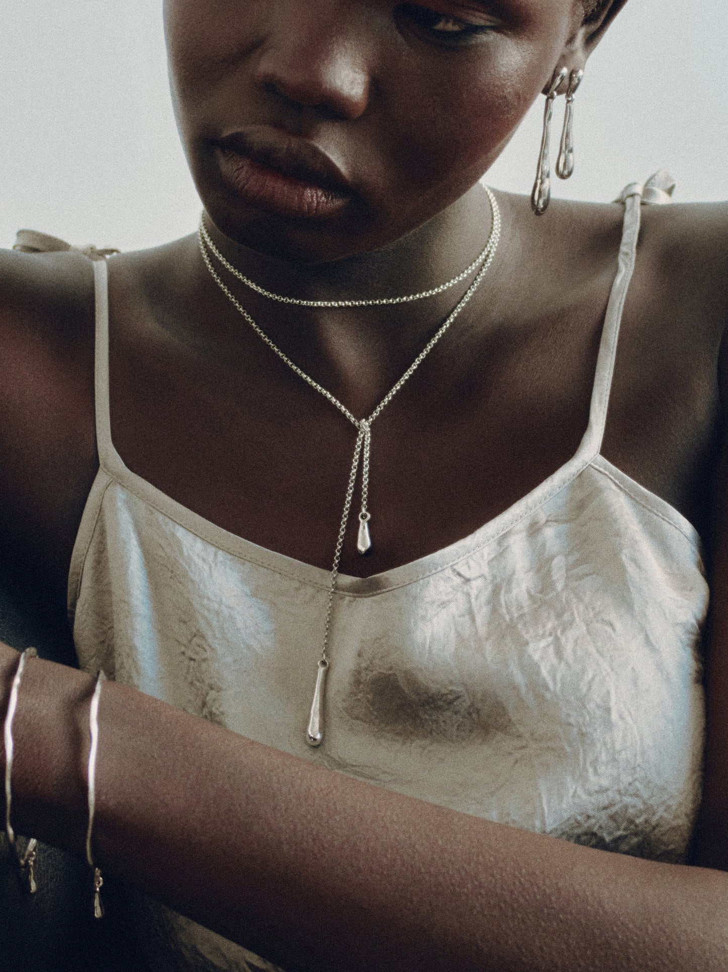 Collier Drip Lariat – Argent