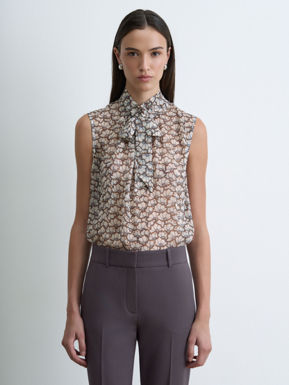 Printed Blouse With Tie