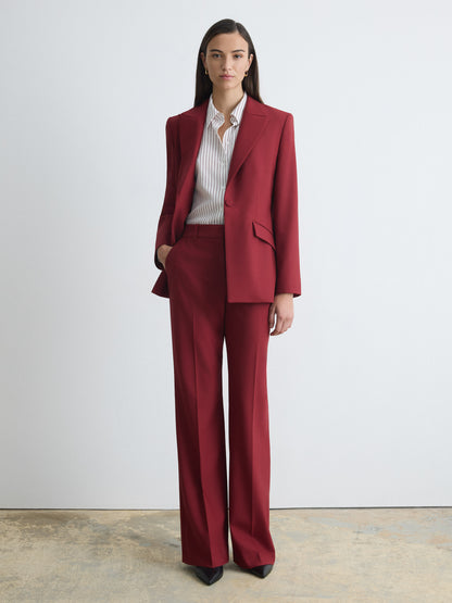 Pantalon Tailleur En Laine Extensible