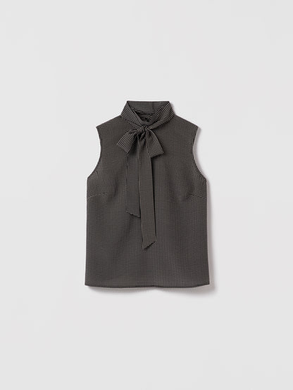 Blouse Sans Manches à Col Montant avec Lien