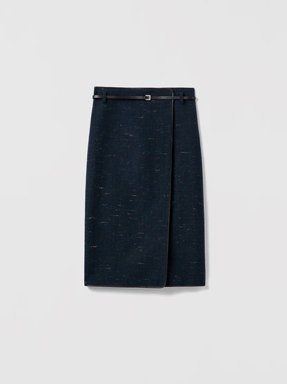 Leather Trim Wrap Skirt