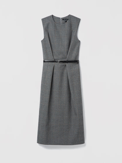 Gray dress with a belt on a white background