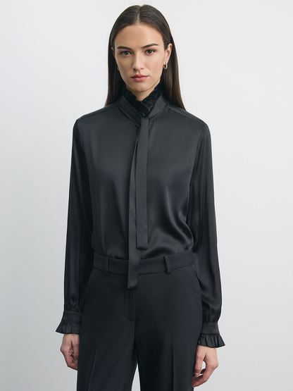 Satin Silk Ruffle Collar Blouse