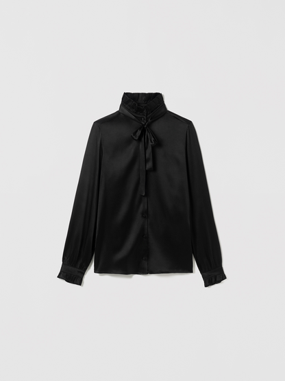 Satin Silk Ruffle Collar Blouse